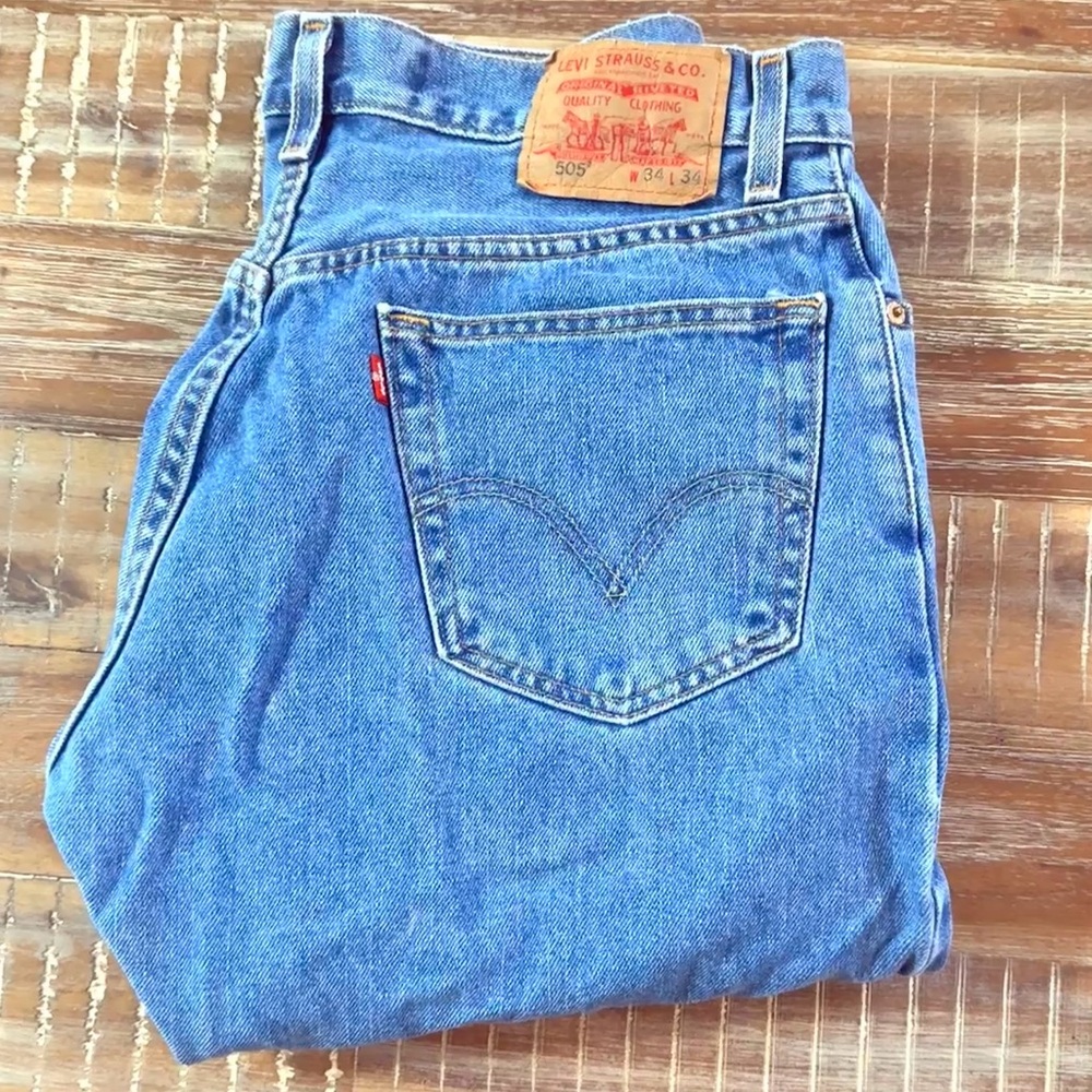 Levi’s 505 Regular Fit Jeans Men’s 34X34 Medium Wash denim 100% Cotton